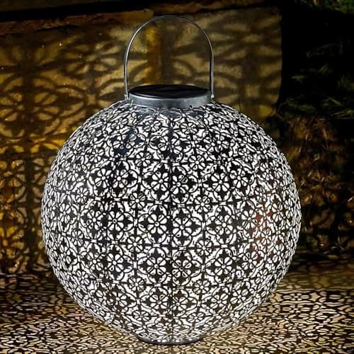 Image of Garden Mile Jumbo Damasque Solar Lanterns For The Garden Solar Lights Outdoor Waterproof Large LED Lanterns for outside Freestanding Or Hanging Solar-powered Lights For Patio Yard Outdoor Lighting