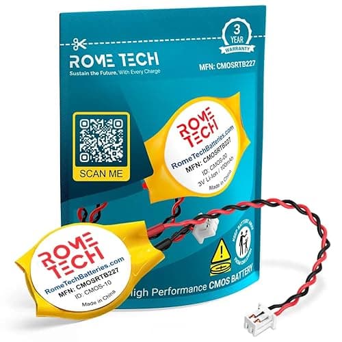 Image of Rome Tech CMOS Battery for Lenovo ThinkPad X240 / Lenovo ThinkPad X240I / Lenovo ThinkPad X240S / Lenovo ThinkPad X250 - Laptop Backup BIOS RTC 3V CR1632 Battery with 2 Wire Cable (1-Pack)