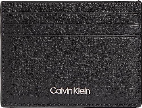 Image of Calvin Klein Men Cardholder Minimalism Leather, Black (Ck Black), One Size