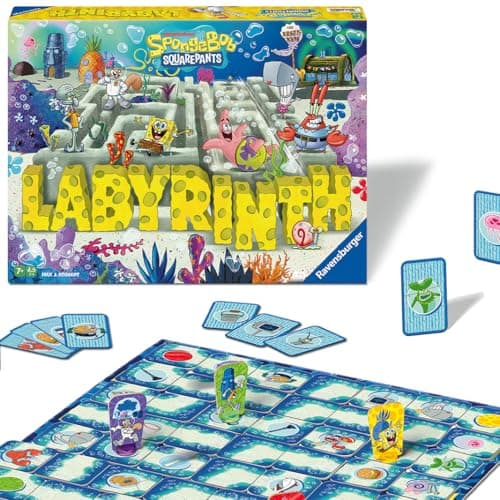 Image of Ravensburger Sponge Bob Squarepants Labyrinth The Moving Maze Game Family Strategy Board Game for Kids & Adults Age 7 Years Up - 2 to 4 Players