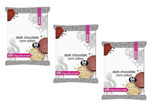 Image of Dark Chocolate Corn Cakes, Gluten Free, 84 kcal, 34g per Pack, Pack of 3