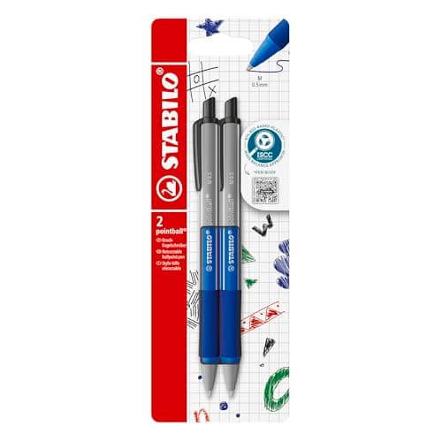 Image of STABILO pointball colorful - Ballpoint Pen - Pack of 2 - Ultramarine with Blue Ink