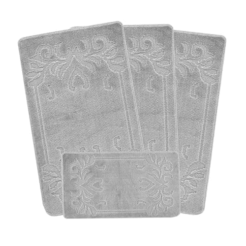 Image of emmahome ROMANY GYPSY WASHABLE 4PCS MAT/RUG SET, CARAVAN/MOBILE HOME TOURER SIZES, 67X120CM, Mabel (Grey)
