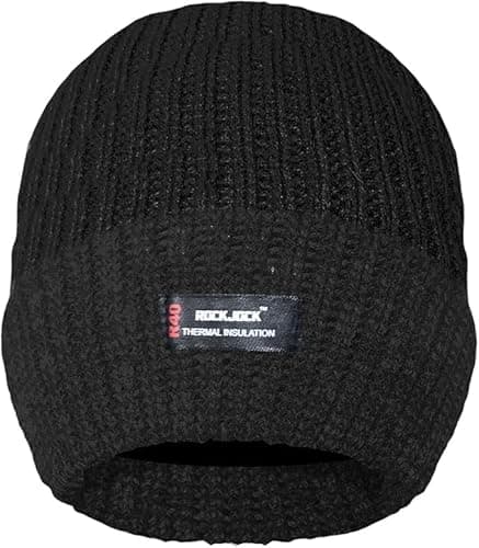 Image of Tomsey Thermal Winter Hat Thinsulate LED Beanie Bobble Hat, Hi Vis, Rechargable or Battery Running Chunky Fleece, Unisex Warm Christmas Hat (Chunky Black Hat)