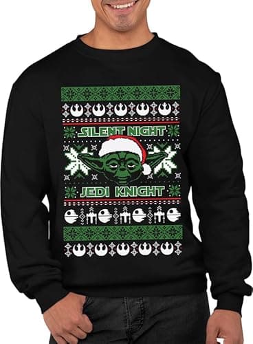 Image of Graphic Impact Inspired Santa Hat Christmas Jumper Festive Silent Knight Ugly Xmas Sweatshirt Adults Unisex Sweater (Black, Medium)