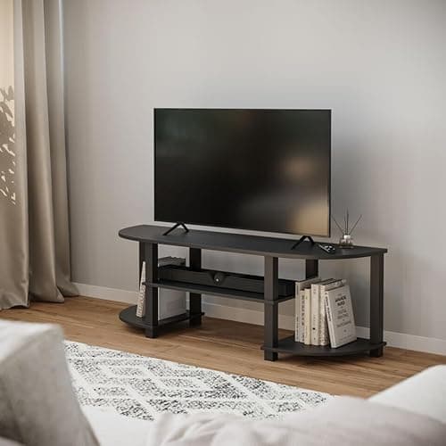 Image of URBNLIVING Wide TV Unit Stand, Modern S-Tube Entertainment Centre with Spacious Storage, Ideal for Living Room Bedroom, Durable MDF Construction, Multiple Finish Options