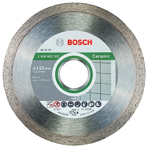 Image of Bosch Professional 1x Diamond Cutting Disc Standard for Ceramic (for Stone, Tile, Ceramic, Ø 115 x 22,23 x 1,6 x 7 mm, Accessories for Angle Grinders)