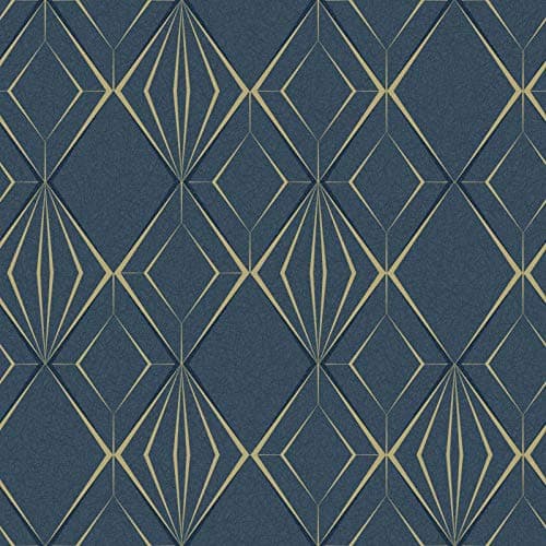 Image of Holden Decor Menali Antares Geo Navy Gold Wallpaper 35901 - Geometric