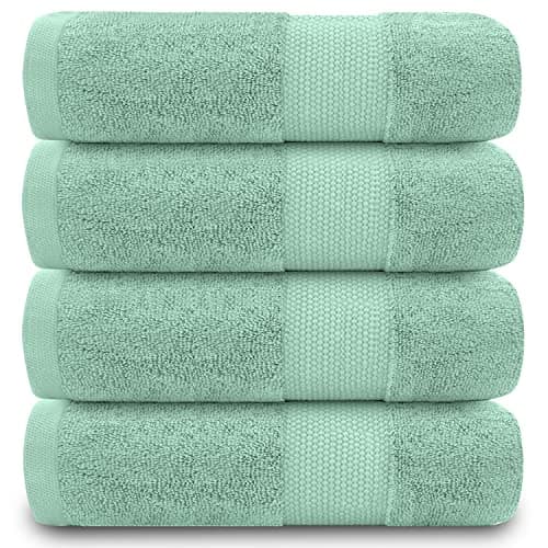 Image of GC GAVENO CAVAILIA Egyptian Cotton Hand Towels - 700 GSM, Set of 4, Duck Egg, 50x85 cm