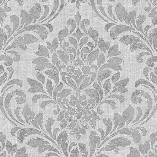 Image of YöL Eleanor Darcy James Classic Damask Wallpaper Metallic Grey