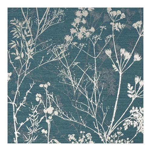 Image of Superfresco Hedgerow Teal Wallpaper | Silver Trail | Paste the Paper | Eco-Friendly