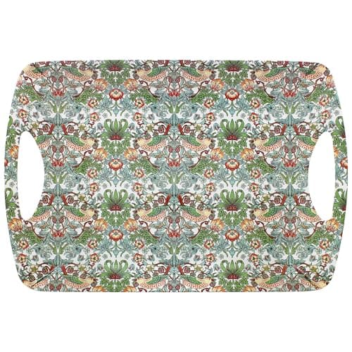 Image of The Leonardo Collection William Morris Strawberry Thief Large Tray For Serving Dishes | Serving Trays For Kitchen Accessories | Serving Platter For Serving Food & Tea | Designer Trays for Food Serving