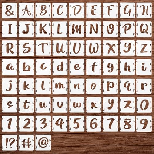 Image of Letter Stencils, 66 Pcs Reusable Letter Stencils for Painting Plastic Stencil Kit, Interlocking Alphabet Numbers Symbols Template for Painting on Wood Wall Fabric Signage Sign Making & DIY Art
