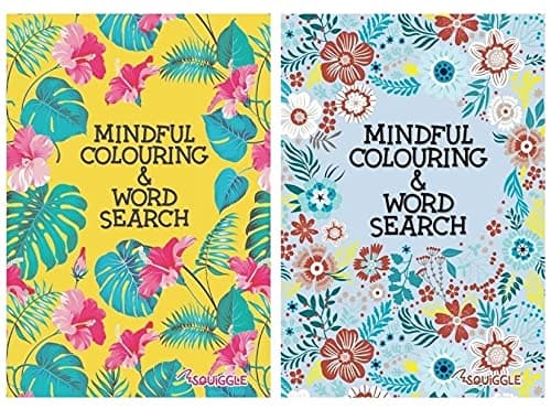 Image of Squiggle P2871 A5 Mindful Travel Size Colouring & WordSearch Books - Set of 2