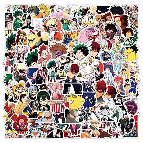 Image of My Hero Academia Sticker Pack 100pcs, Vinyl Anime Sticker Decals for Water Bottles Laptop Skateboard Notebook, Gift for Adults Kids Teens