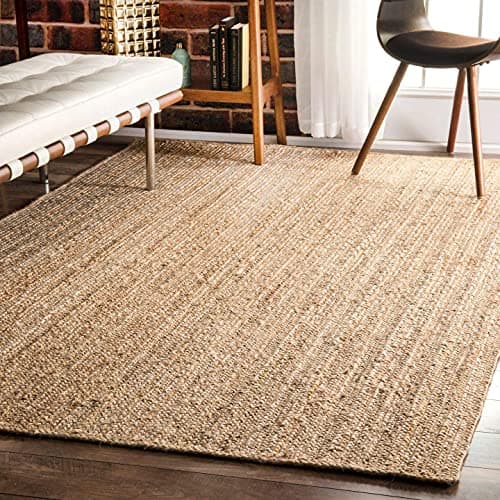 Image of Ripaz Vogue - Hand Braided Natural Jute Rug Rectangle Area Handmade Rug for Home Decor (150 x 210 cm), Beige (301J-RT)