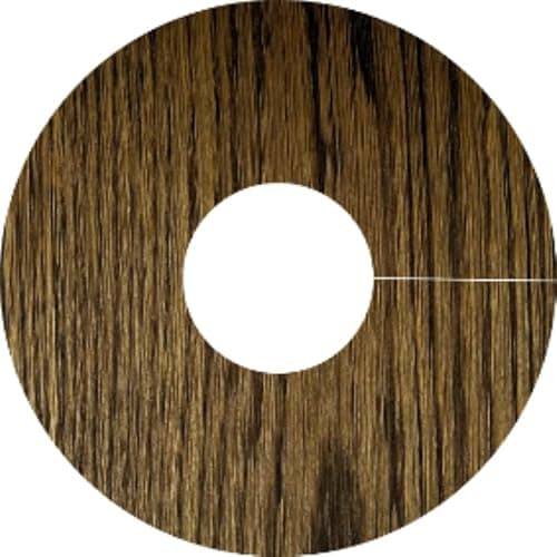 Image of Oak Pipe Covers for Solid, Engineered Wood & Laminate Floors, 15mm Radiator Pipe Collars, Roses, Surroundings, Rings, Real Wood Oak Veneer, Slim Modern Profile, Self Adhesive (Dark Brown Oak, x2)