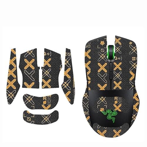 Image of Printed Full/Half Cover Mice Sticker Anti-Slip Mouse Sticker for Razer LANCEHEAD Tournament Edition Wired Gaming Mouse,Black Gold Full