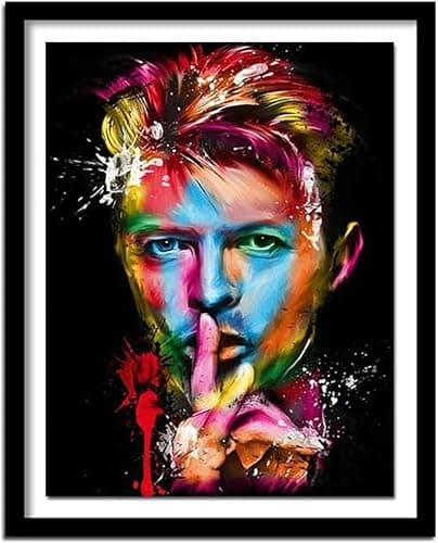 Image of BEISHIYE DIY 5D Diamond Art Set David Bowie Suitable for Adults and Beginners, Full Diamond Cross Stitch Crystal Water Diamond Art Embroidery Canvas Crafts Home Wall Decoration Frameless (30x50cm)