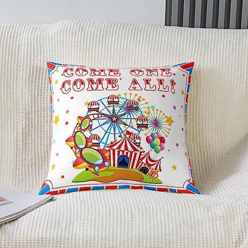 Image of Playground Square Cushion Covers Set of 2 Set 18 x 18-Inch Amusement Park Print Reversible Throw Pillow Covers for Kids Decor Cute Pillow Covers Home Decor Toddler