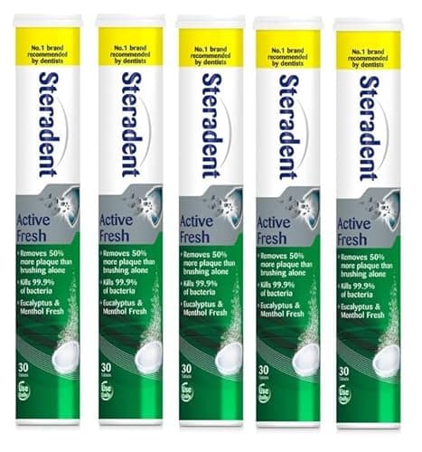 Image of Active Fresh Denture Cleaning Tablets 30 Plaque Remover Daily Denture Cleaning Bundle Tablets - Pack of 5