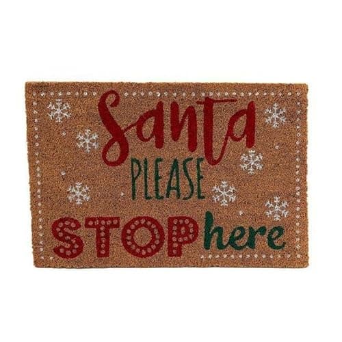 Image of Rajani 60x40 Santa Please Stop Here Doormat Festive Holiday Entrance Mat for Home