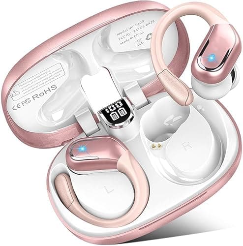 Image of Wireless Earbuds, Wireless Headphones Running Bluetooth 5.4 Headphones with Mic, Wireless Earphones IP8 Waterproof Ear Hooks, Noise Cancelling Earbuds Stereo Sound, 75H, USB-C, Headsets for Sport