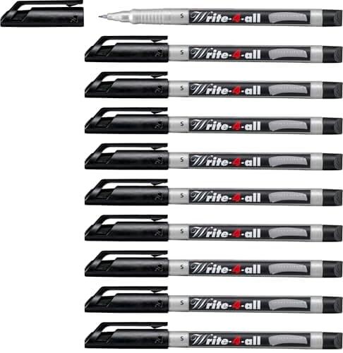 Image of STABILO Write-4-all - Permanent Marker Pen - Superfine - Pack of 10 - Black