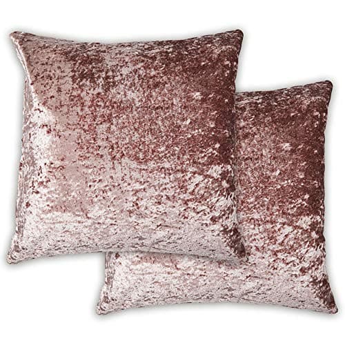 Image of Emma Barclay Crushed Velvet Luxury Cushion Cover in Pink - 17x17 (43x43cm)