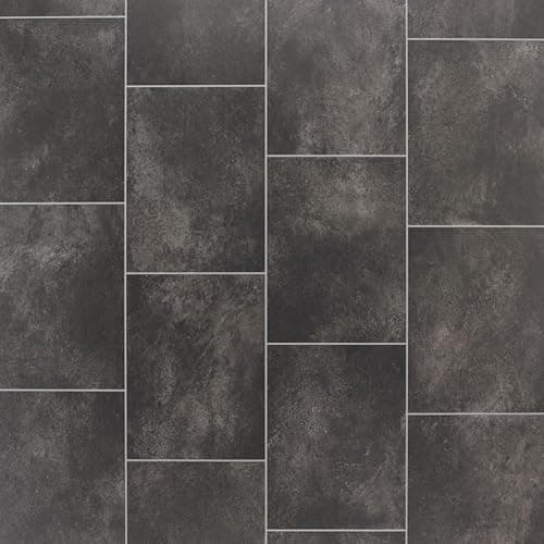 Image of Lara 8409 Warm Grey Stone Tile Effect Turbo Vinyl Flooring | - 2m x 1.5m (6ft6" x 4ft11")