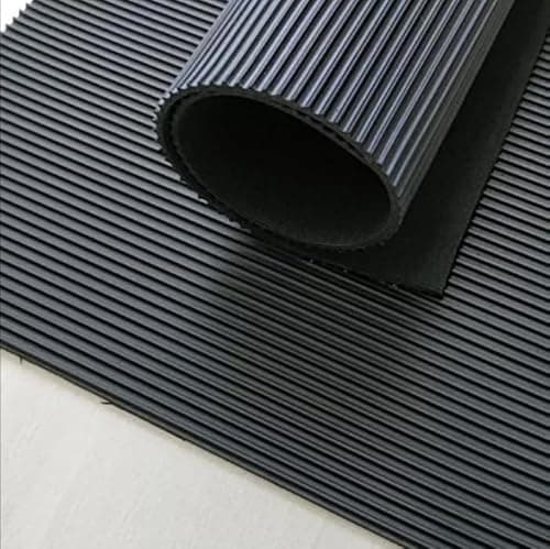 Image of Fine Ribbed Black Rubber Matting | Thick Heavy Duty Floor Mat, Indoor & Outdoor, Non-Slip, Waterproof & Easy to Cut | Ideal for Garage, Vans, Gym, Shed Floor | 1200mm Wide 3mm Thick (0.5m x 1.2m)