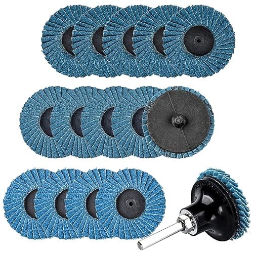 Image of Mesee 15 Pieces Flap Grinding Disc Kit, 50mm/2 Inch Quick Change Roll Lock Flap Sanding Wheels with Disc Pad Holder 40Grit 60Grit 80Grit Grinder Abrasive Discs for Surface Conditioning Rust Removal