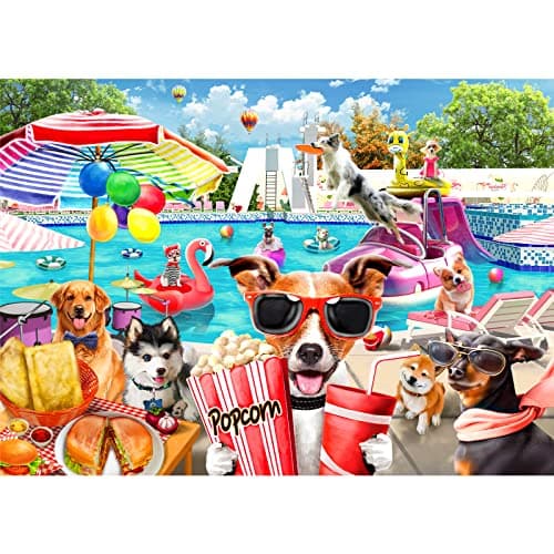 Image of HUADADA Jigsaw Puzzles for Adults 1000 Piece Dog Water Park Jigsaw Puzzles for Adults Kids Learning Educational Toys Family Games Christmas Birthday Gifts for Toddler Children Boys Girls
