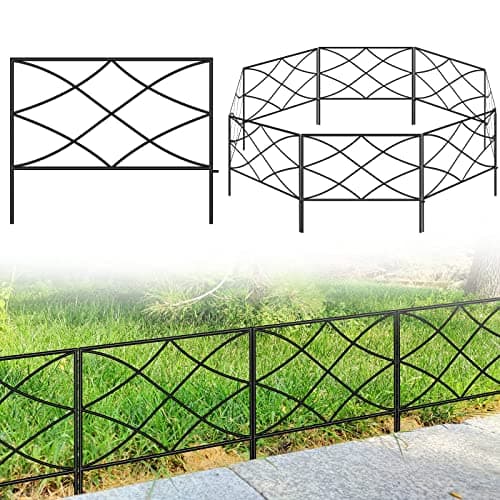 Image of Thealyn Decorative Garden Fence Metal Fence Border 40cm x 2.75m Fence Panels No Dig Fence Landscape Fencing for Flower Bed Yard Animal Barrier (Black)
