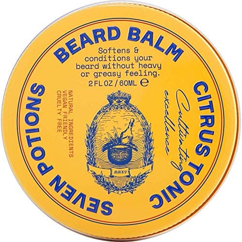 Image of Seven Potions Soft Beard Balm for Men — Conditioning Beard Softener to Nourish Skin, Facial Hair, and Stop Beard Itch — All-Natural, Vegan, Cruelty Free (Citrus Tonic)