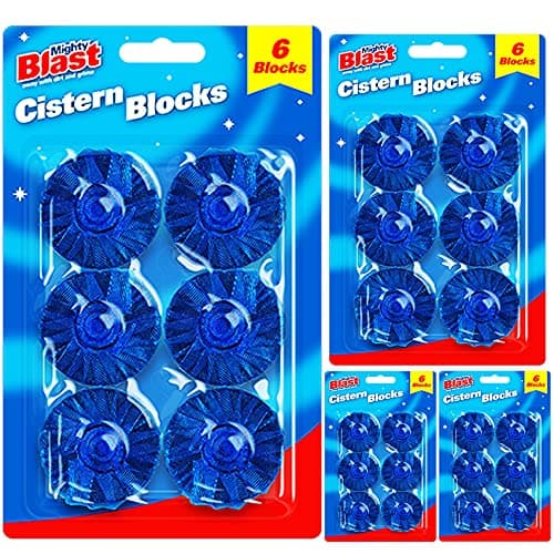 Image of 24 Pcs Toilet Cistern Blue Blocks Loo Bowl Active Cleaner Freshener Tablets Dirt Protection Stain Limescale Power Remover Fresh Home Office Disinfect Household Care Cleaners Cleaning UK FREE P&P