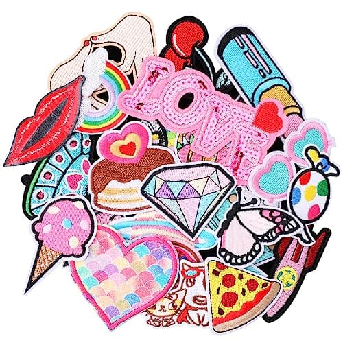 Image of Yolev 30pcs Embroidered Iron On Patches for Clothing Jackets Appliques Stickers Sewing On Patches for Clothes Backpacks Jackets Jeans Dress Hats DIY Accessories