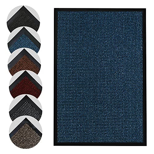 Image of Homatz Indoor Door Mat - Heavy Duty Rubber, Floor and Kitchen Mats - Non Slip, Washable and Dirt Trapper Doormats Super Absorbent Multicolor Barrier Matts 90x150cm, Blue