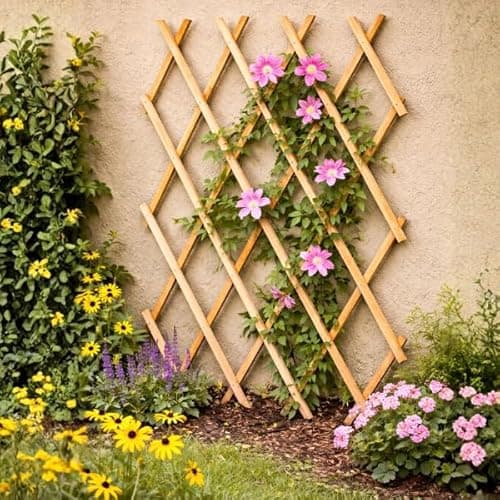 Image of Garden Mile Set of 2 Expanding Trellis Panels 6ft x 1ft Wooden Garden Trellis For Climbing Plants Heavy Duty Outdoor Climbing Plant Support Plant Climber Frame Ideal For Fence Wall Shed
