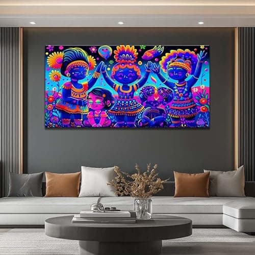Image of ghriwlax Children Canvas Wall Art Modern Geometric Prints, Contemporary Art Paintings, Abstract Decorative Paintings(50x100cm/No frame)