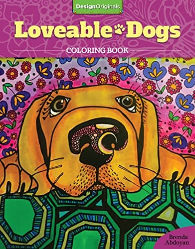 Image of Lovable Dogs Coloring Book (Design Originals) 32 Cute Pups from Great Danes & Pit Bulls to Scottish Terriers & Chihuahuas, with Inspiring Quotes & Finished ,Multicoloured,0.6 x 21.59 x 27.94 cm