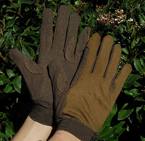 Image of Rhinegold Cotton Pimple Grip Horse Riding Gloves - Brown - Small - Non-Slip Lightweight Women's Equestrian Gloves with Velcro Fasten and Elasticated Wrist - Riding Gloves Ladies Equestrian