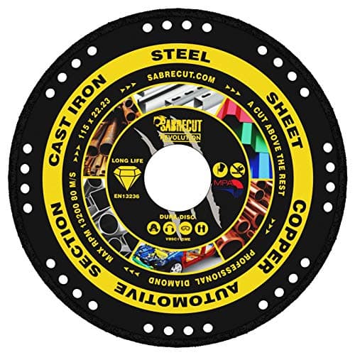 Image of 1 x SabreCut VBSC115ME 115mm (4.5 inch) x 22.23mm Bore Vacuum Brazed Metal Cutting Angle Grinder Circular Saw Diamond Disc Blade