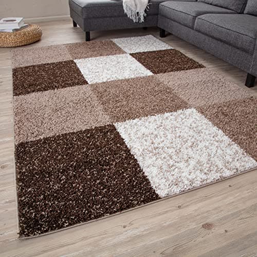 Image of THE RUGS Area Rug – Modern Luxury Shaggy Rug, Multicolour Pattern Carpet, Ultra Soft for Bedroom, Living Room, Kids Room, (60x110 cm, Brown)