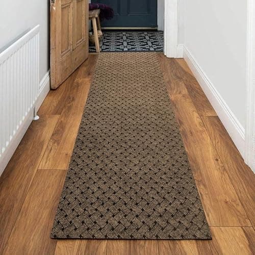 Image of eXtreme Carpet Runner for Hallways, Kitchen, & Living Room | Sturdy, Washable, & Lightweight Custom Length Narrow Rug Runner | Non-Slip Rubber Backed 66cm Wide x 91cm Long Runner - Vectra Brown