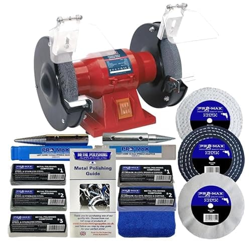 Image of Bench Grinder Metal Polisher 6" 150W with Pro-Max 4" Metal Polishing Kit