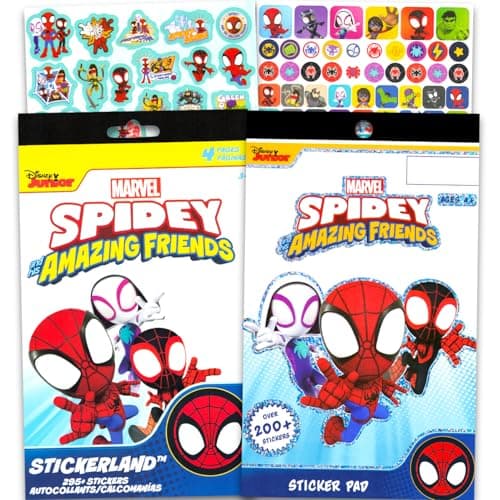 Image of Spidey and His Amazing Friends Stickers Pad Set - Bundle with Over 500 Spiderman Stickers for Kids Toddlers Children | Spidey and Friends Party Favors and Decorations