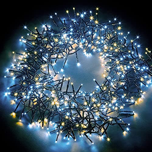 Image of NETTA Christmas Tree Cluster Lights 720 LED - 8 Hours On Timer, 8 Light Modes, Plug in, Waterproof Indoor & Outdoor Use – 720 LED / 9m Lit Length, Warm White & Cool White