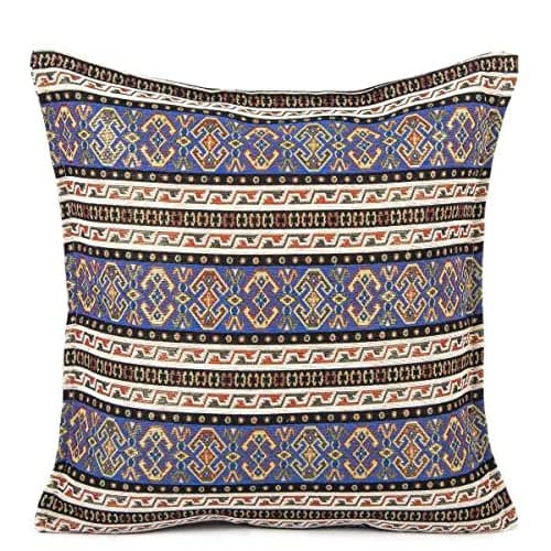 Image of Hand-woven Kilim Cushion Cover Turkish Moroccan Style Traditional Vintage Cushion Cover Authentic Pale Blue and white Design 45cm x 45cm