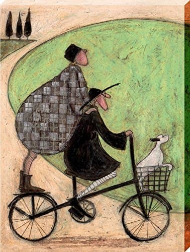 Image of Pyramid International "Sam Toft Double Decker Bike Canvas Print, Cotton, Multi-Colour, 1.80 x 30.00 x 40.00 cm